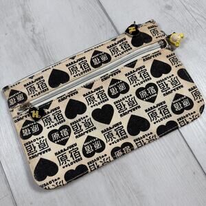 Harajuku Lovers Gwen Stefani Zippered Makeup Cosmetic Pouch Bag y2k Hearts Charm